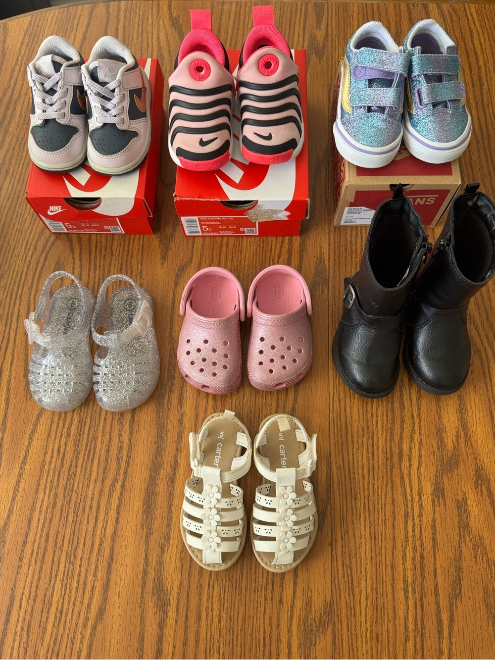 Nike Pink and Black Kids Slip-On Sandals